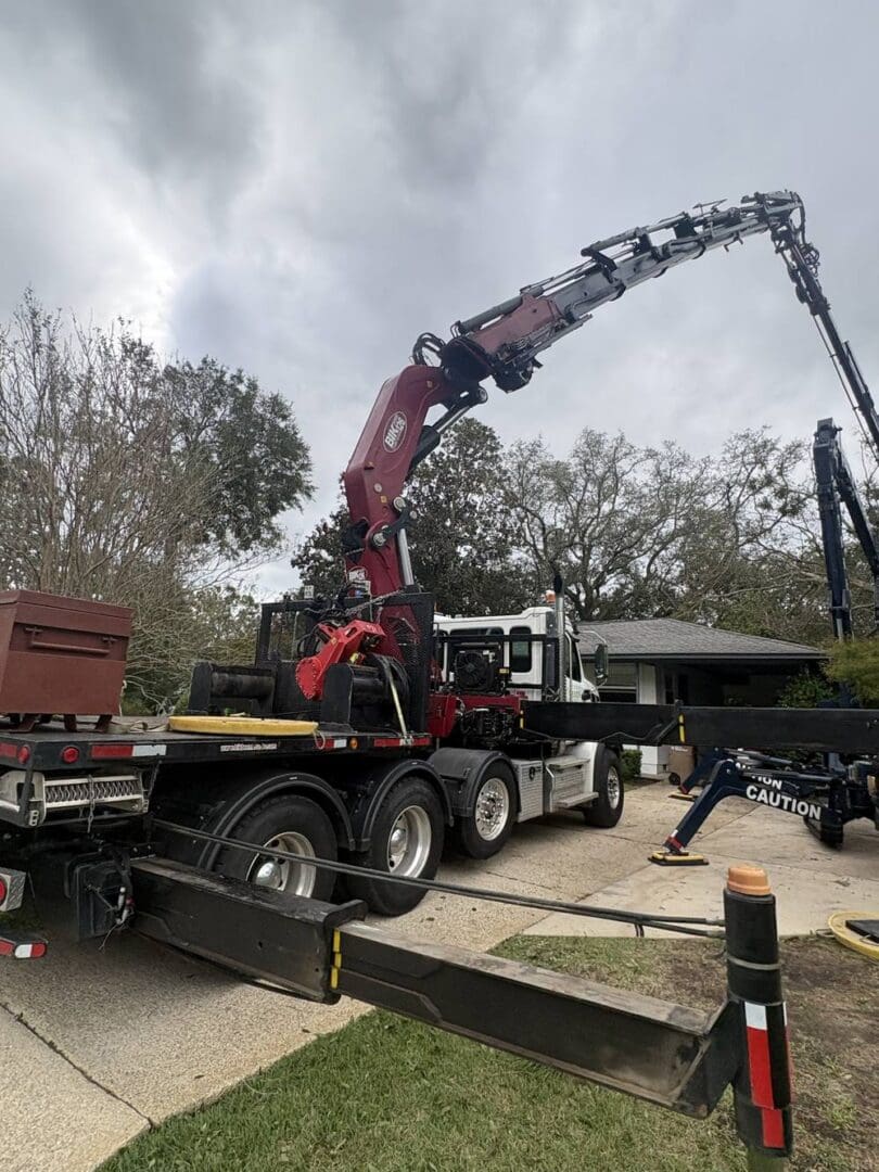 HLA crane truck on location in Pensacola for Hurricane Isaias response